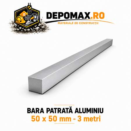 Bara patrata aluminiu 50 x 50 mm, 3 metri, EN AW-6082